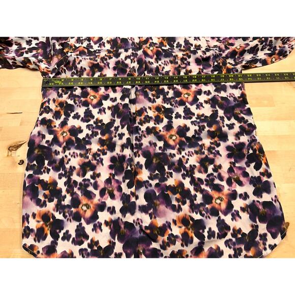 Saint & Sofia Black Blurred Floral Button Down Longsleeve Blouse Size 8 - Picture 6 of 7